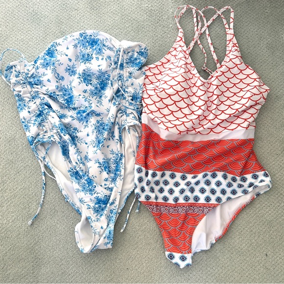 Target Blue Floral and Red Patterned Women Swim One Pieces - Picture 2 of 6